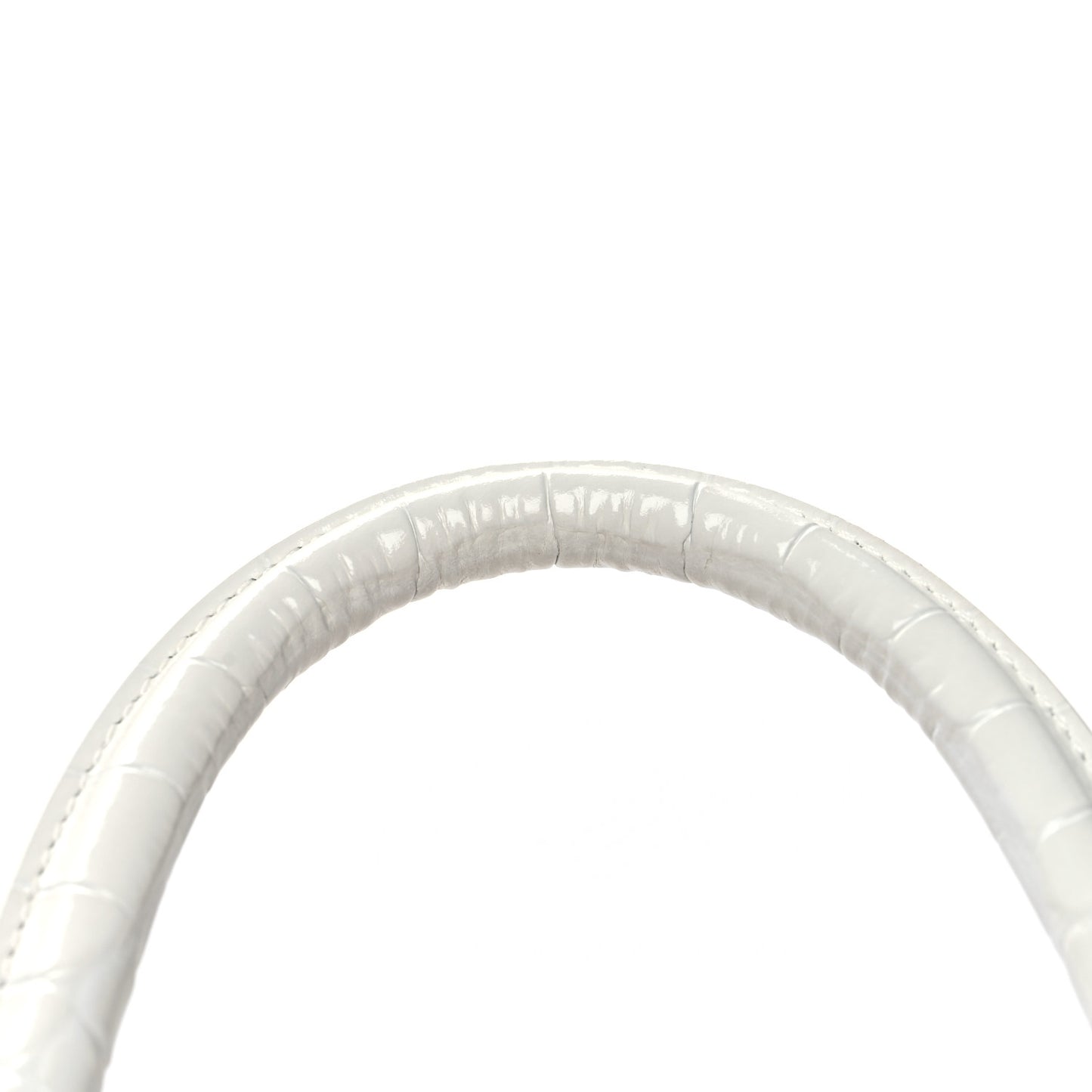 Calfskin Crocodile Embossed Small Hourglass Top Handle Bag White