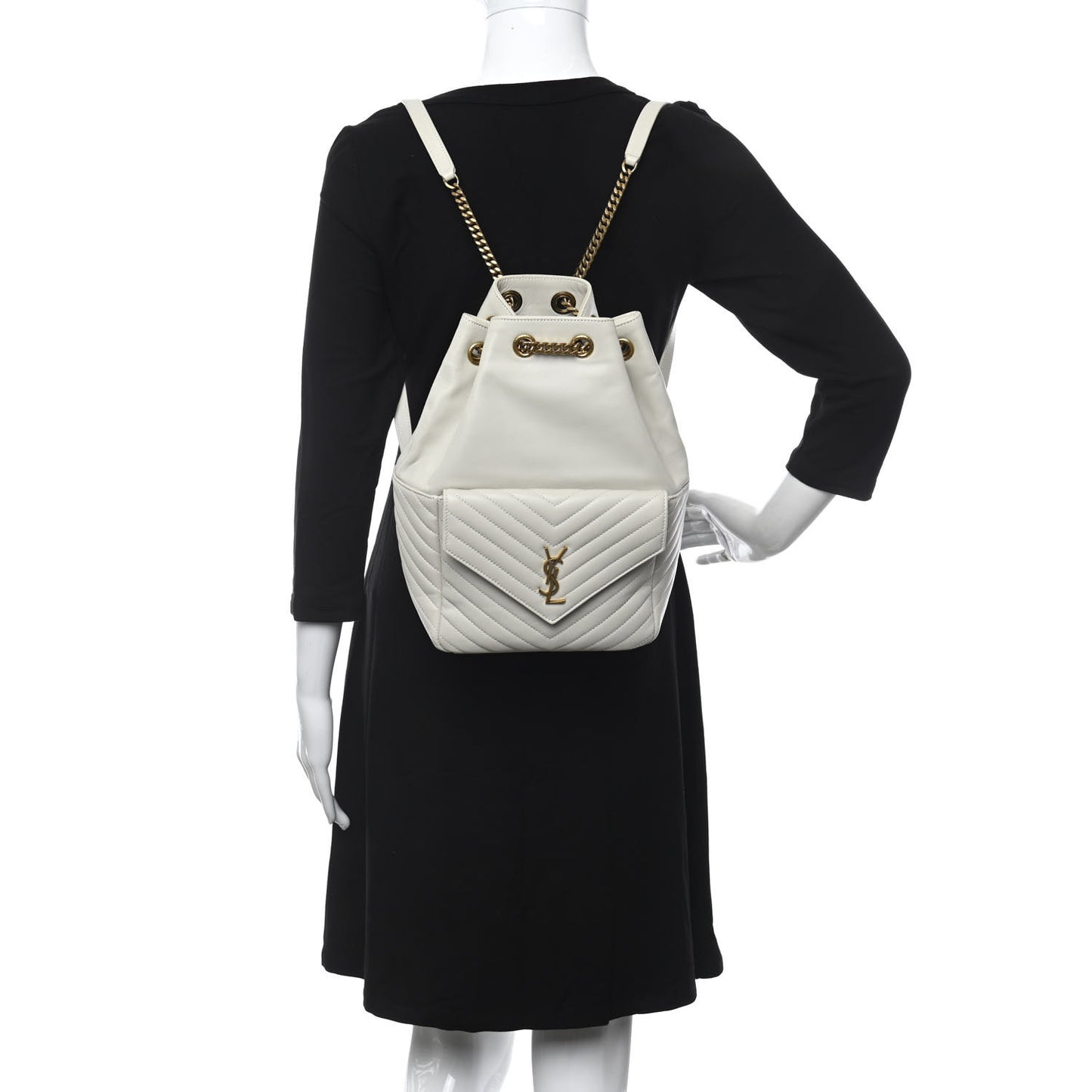 Lambskin Matelasse Monogram Joe Backpack Cream