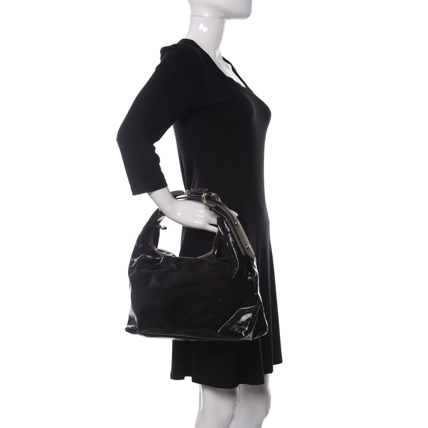 Dialux Medium Horsebit Chain Hobo Black
