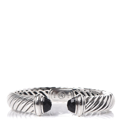 David Yurman Sterling Silver Black Onyx 10mm Sculpted Cable Bracelet 1 of 5