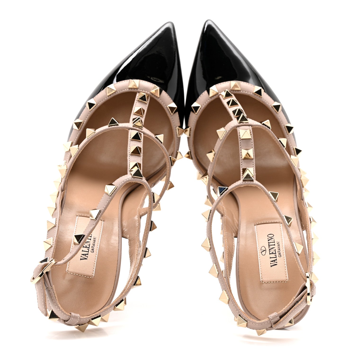 Valentino Garavani Patent Nappa Rockstud Ankle Strap 100mm Pumps 39.5 Black Poudre 2 of 11