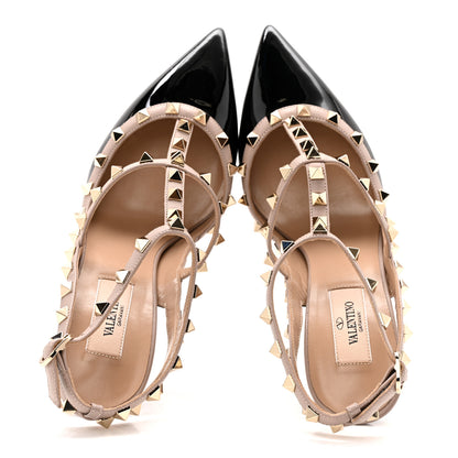 Valentino Garavani Patent Nappa Rockstud Ankle Strap 100mm Pumps 39.5 Black Poudre 2 of 11