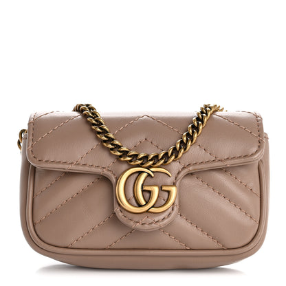 Gucci Calfskin Matelasse Heart GG Marmont 2.0 Coin Purse On A Chain Porcelain Rose 1 of 9