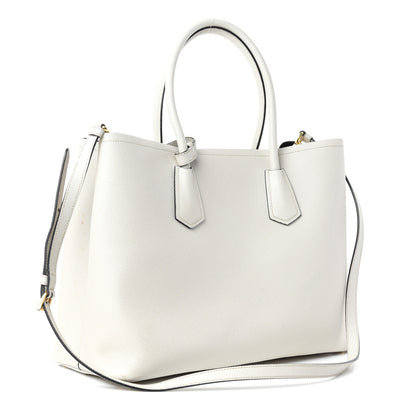 Prada Saffiano Cuir Medium Double Bag Talco Black 3 of 9