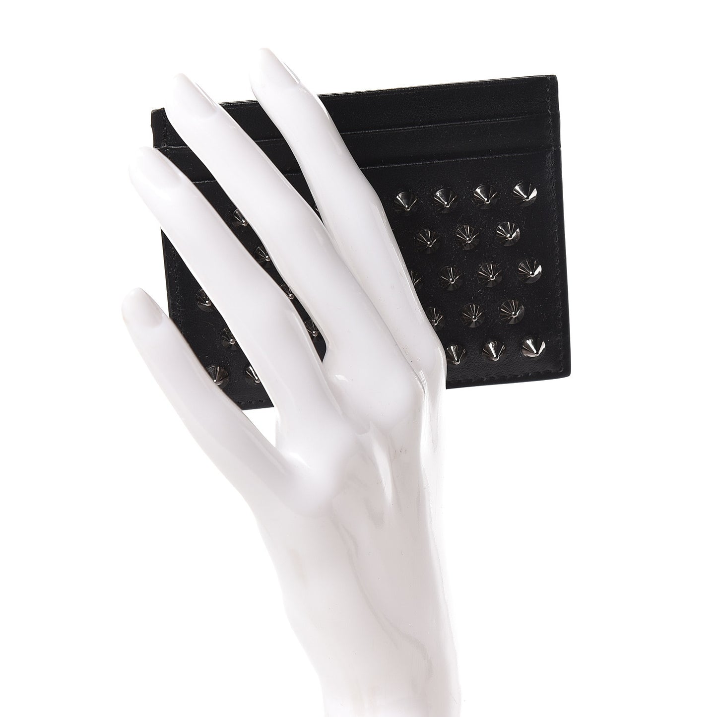 Calfskin Paris Spikes Kios Card Holder Black