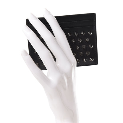 Christian Louboutin Calfskin Paris Spikes Kios Card Holder Black 2 of 7