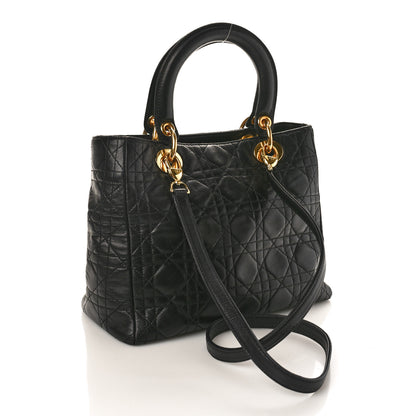 Christian Dior CHRISTIAN DIOR Lambskin Cannage Medium Lady Dior Black 3 of 11