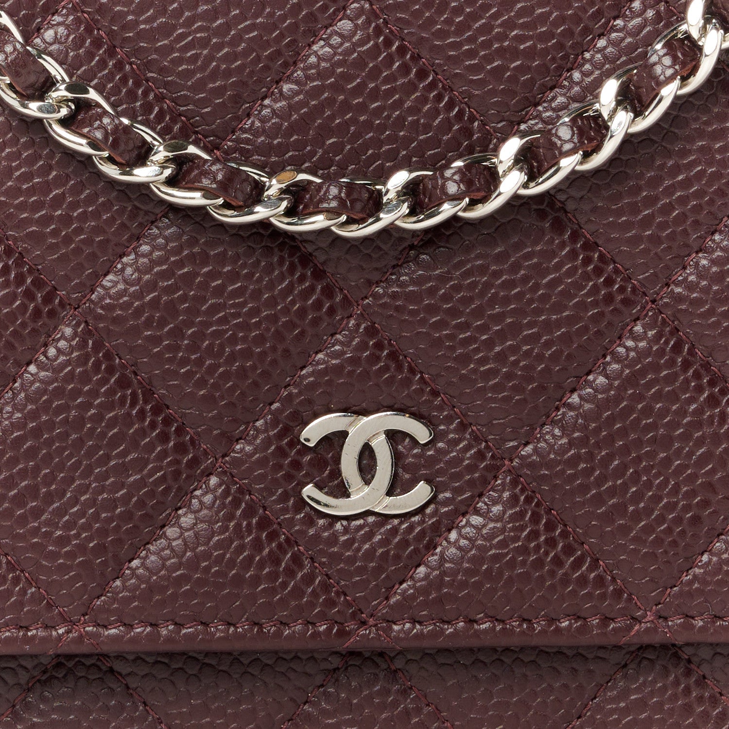 Chanel Caviar Quilted Wallet On Chain WOC Burgundy 9 of 11