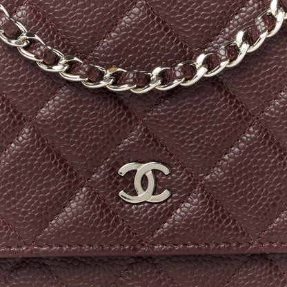 Chanel Caviar Quilted Wallet On Chain WOC Burgundy 9 of 11