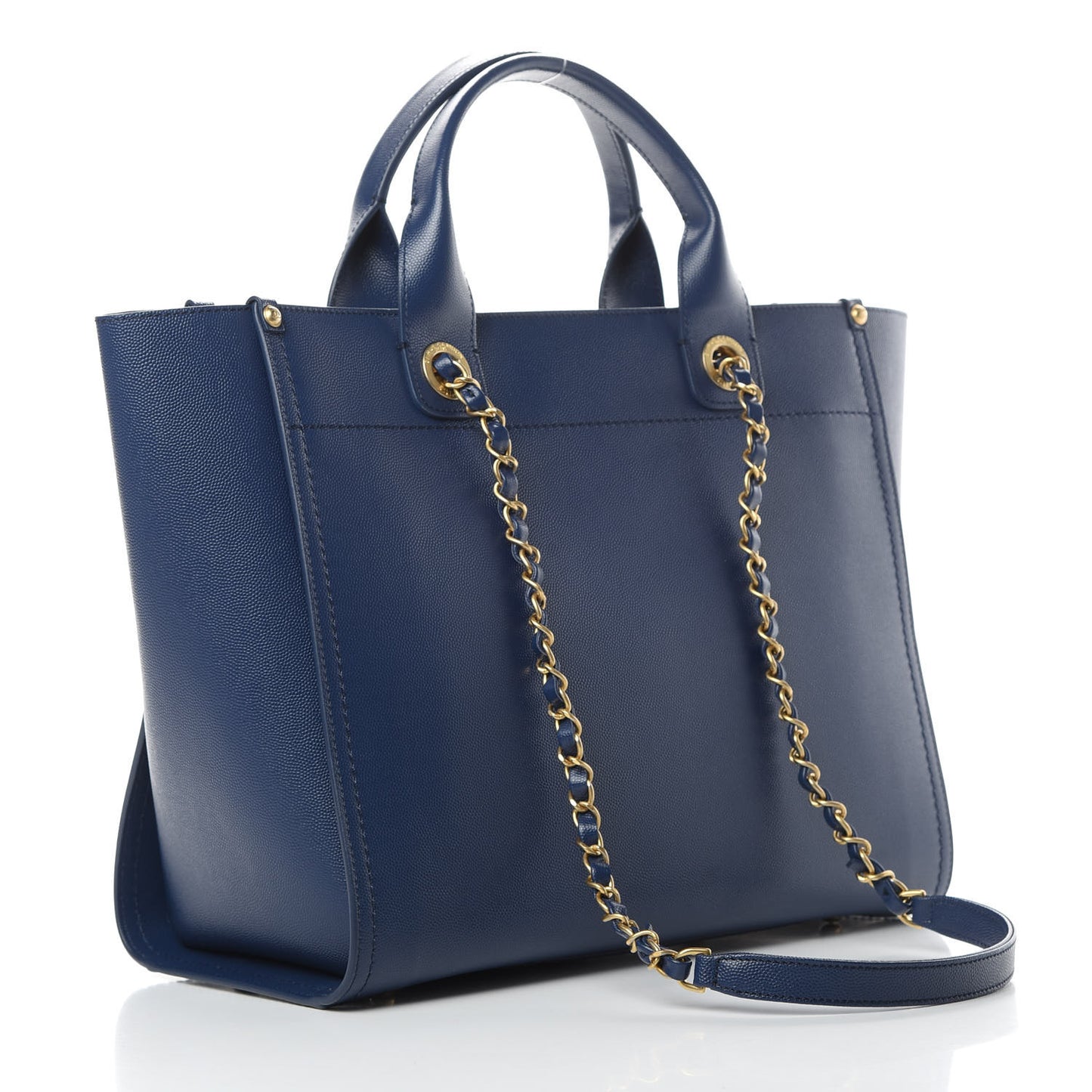 Caviar Small Studded Deauville Tote Navy