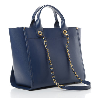 Chanel Caviar Small Studded Deauville Tote Navy 3 of 14