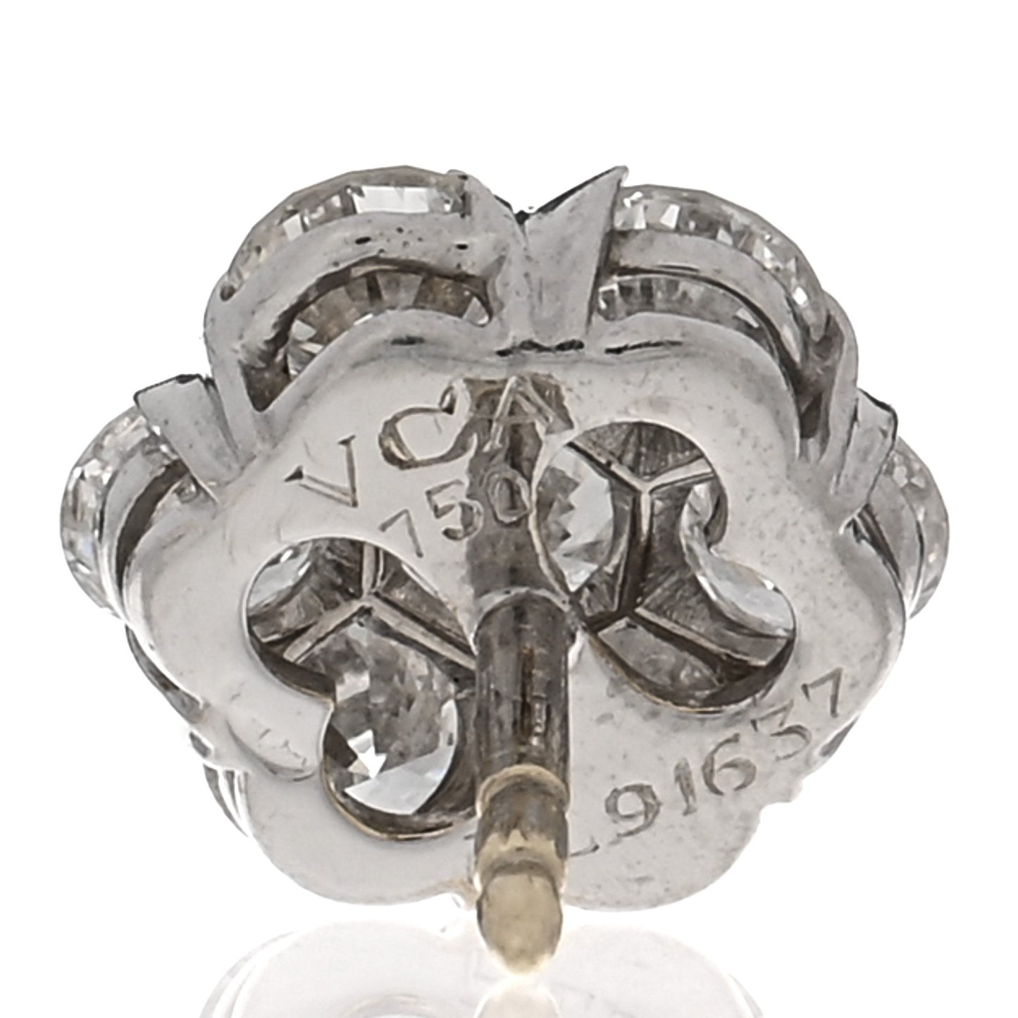 18K White Gold Diamond Large Fleurette Earrings