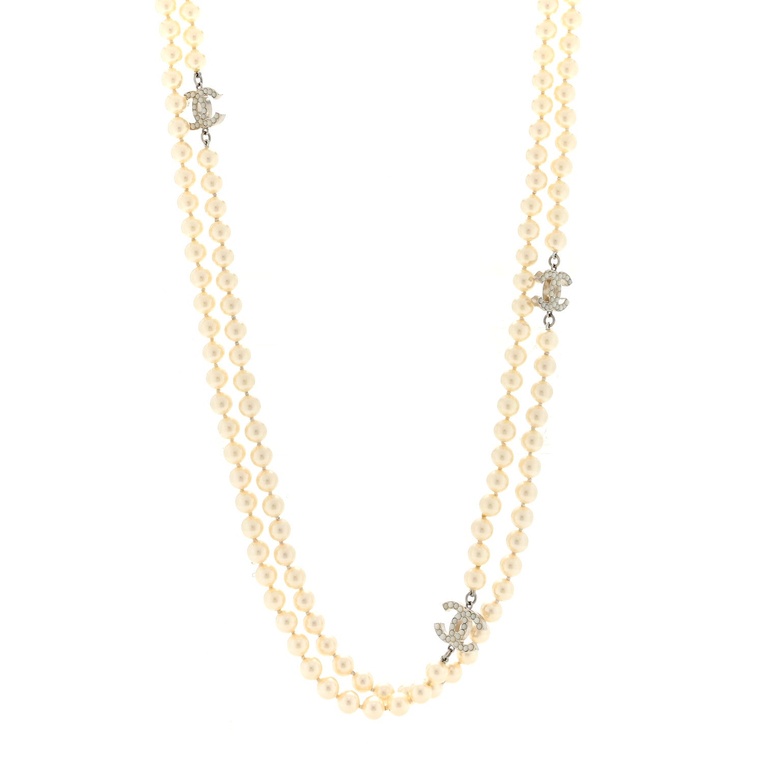 Chanel Pearl Multistrand CC Long Necklace Pearly White 1 of 4