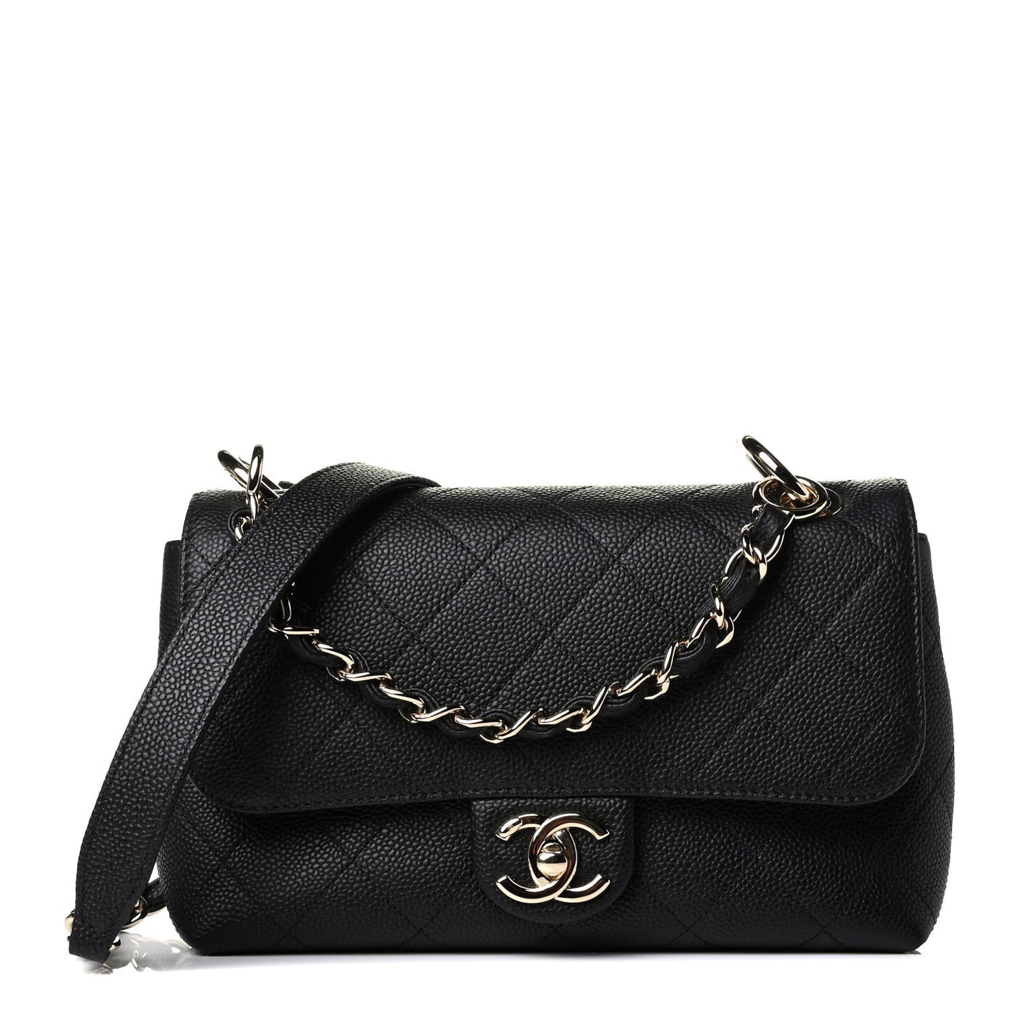 Caviar Quilted Small City Walk Flap Black