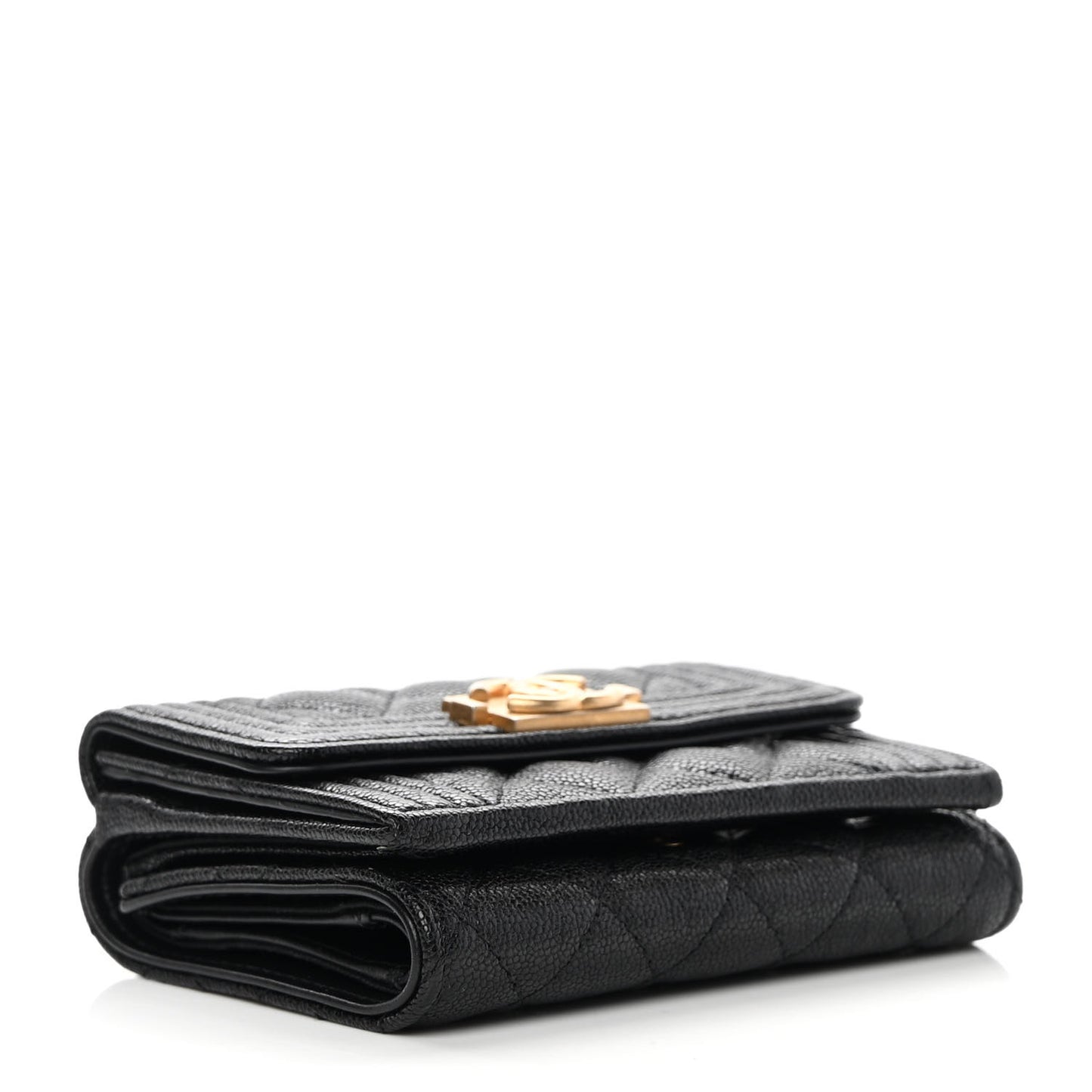 Caviar Quilted Small Boy Flap Wallet Black