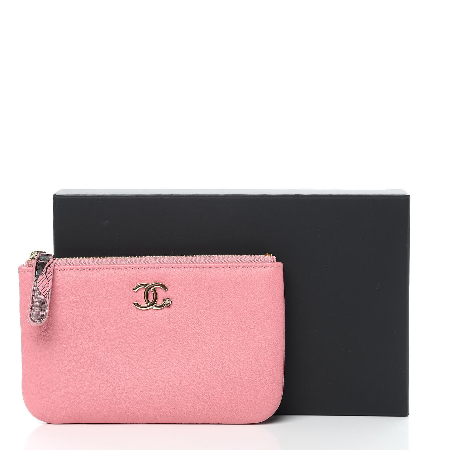 Goatskin Small CC Clover Cosmetic Case Pink