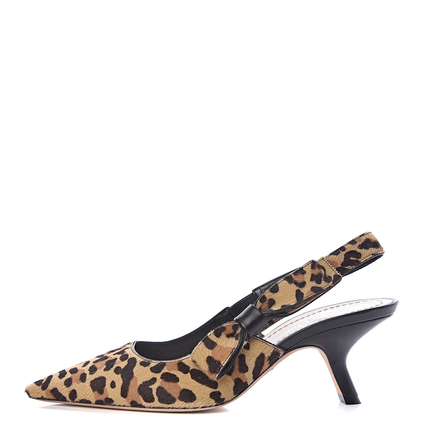 Calf Hair Lambskin Leopard Sweet D Slingback Pumps 37.5
