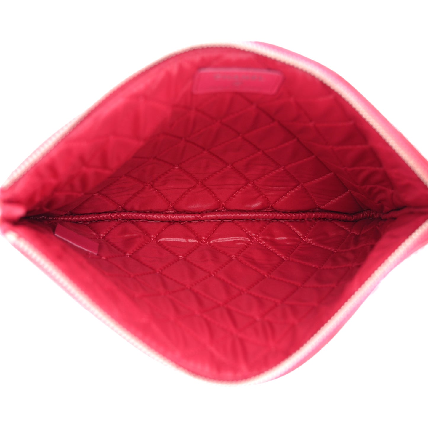 Patent Calfskin Quilted Valentine Hearts Medium O Cosmetic Case Red