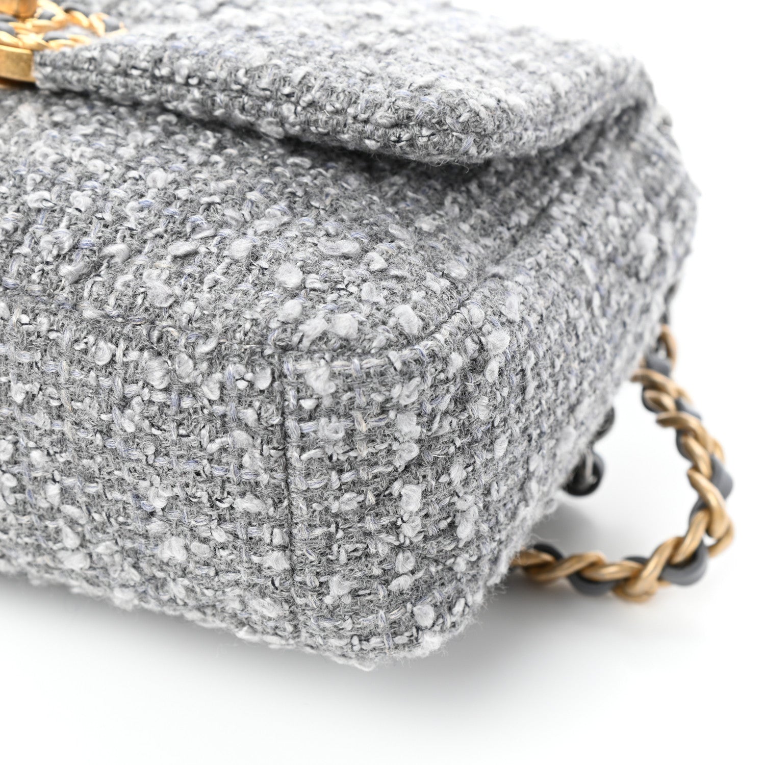Chanel Tweed Quilted Medium Chanel 19 Flap Grey 9 of 9