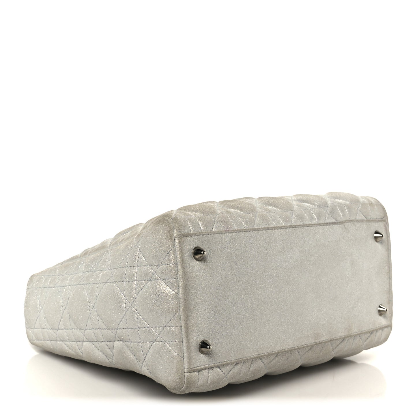 Metallic Nubuck Cannage Medium Lady Dior Silver
