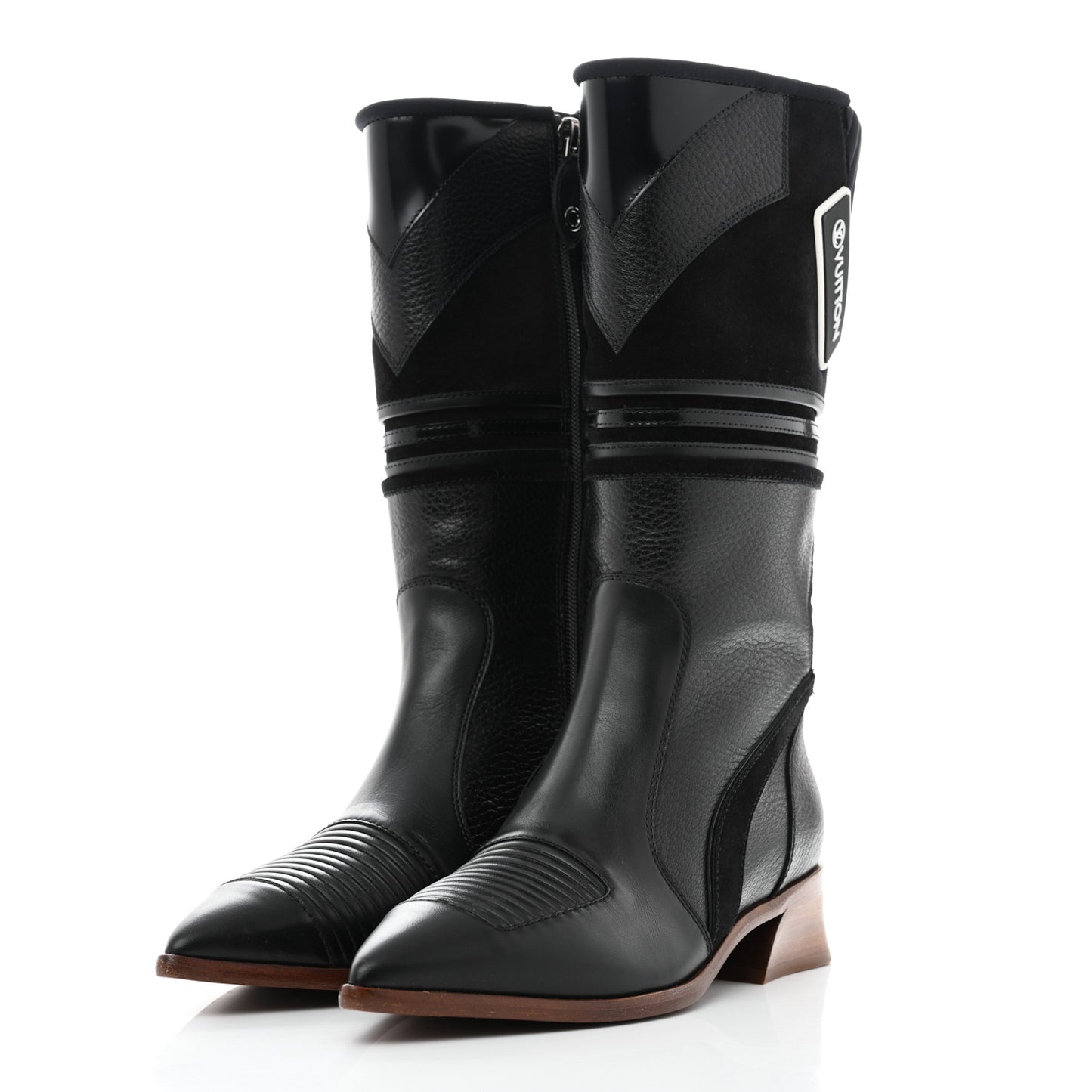 Goatskin Suede Flag Cowboy Boots 37 Black