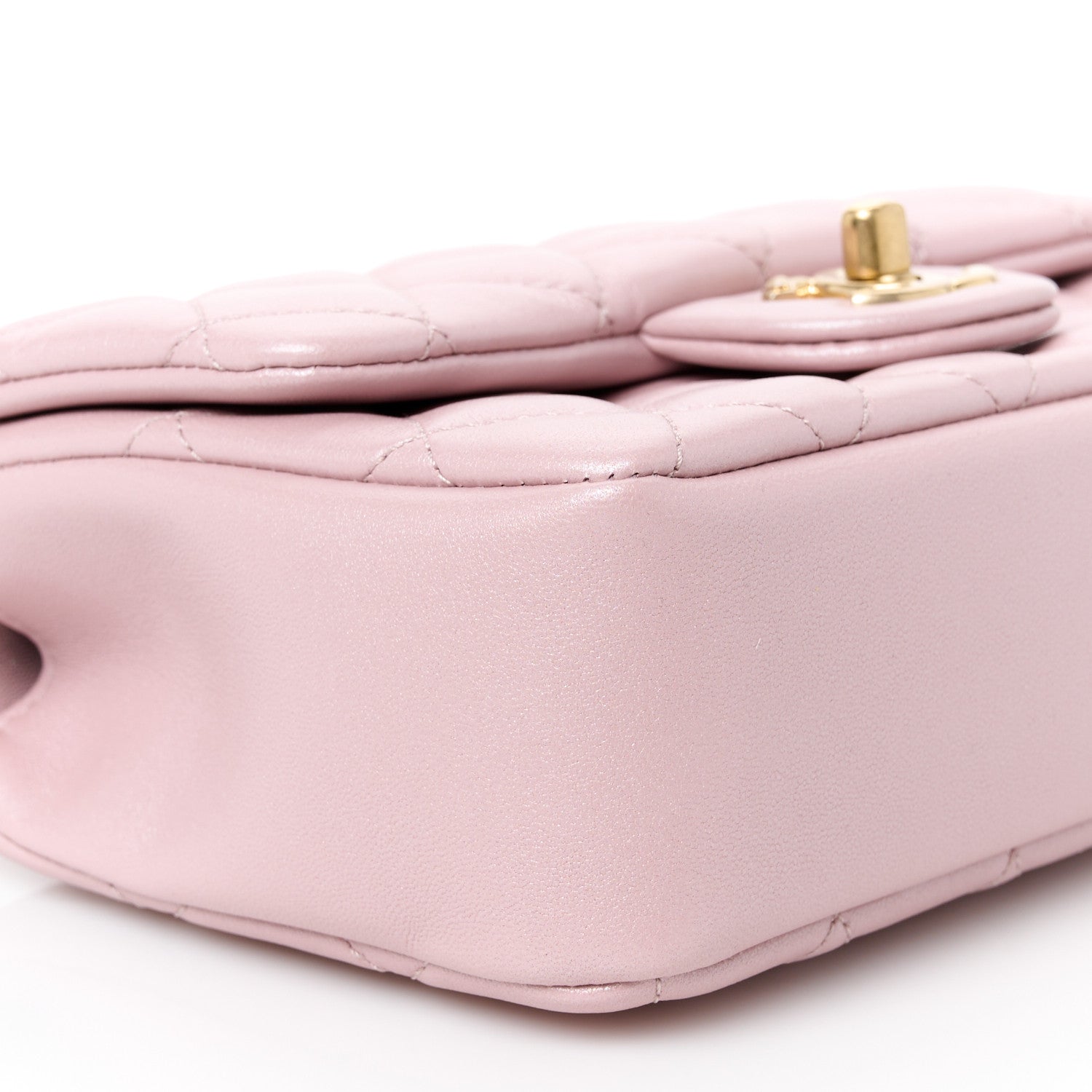 Chanel Shiny Lambskin Quilted Pearl Twist Mini Square Flap Light Pink 10 of 12
