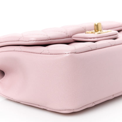 Chanel Shiny Lambskin Quilted Pearl Twist Mini Square Flap Light Pink 10 of 12