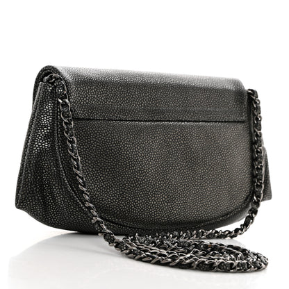 Chanel Metallic Caviar Half Moon Wallet On Chain WOC Dark Silver 2 of 11