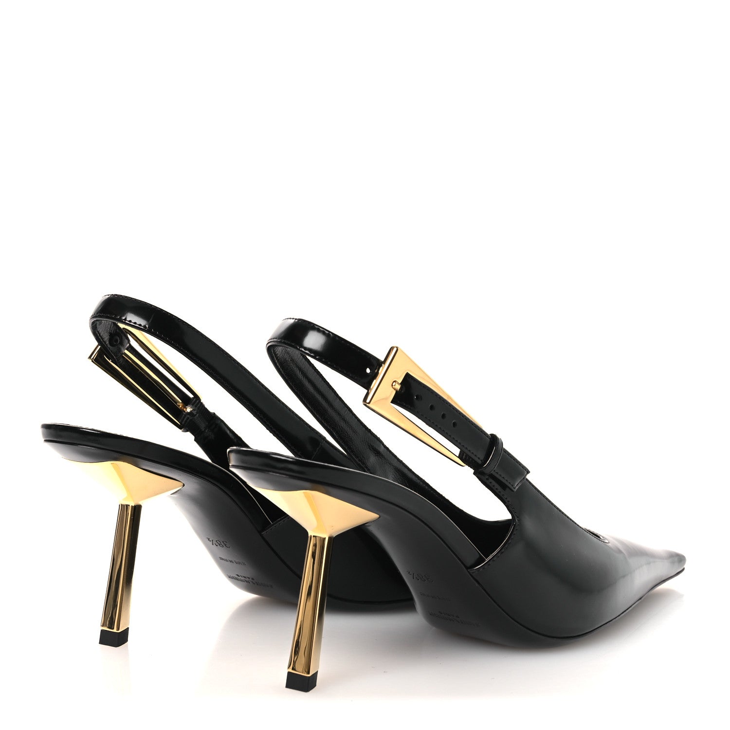 Saint Laurent Vitello Marilyn Lee 75 Slingback Pumps 38.5 Black 5 of 13