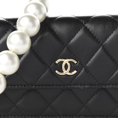 Chanel Calfskin Quilted Pearl Clutch With Chain Black 11 of 11