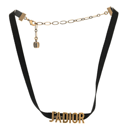 Christian Dior Grosgrain Ribbon J'Adior Logo Choker Necklace Black 3 of 4