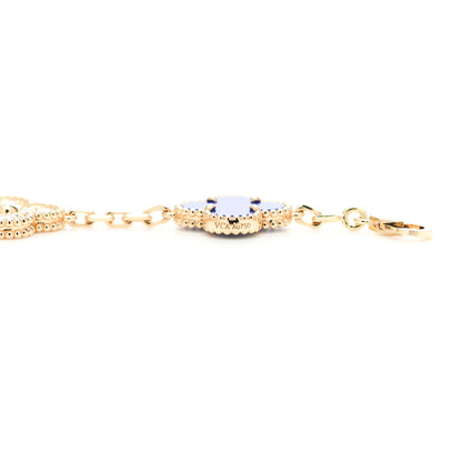 Van Cleef & Arpels 18K Yellow Gold Diamond Lapis Lazuli 5 Motifs Vintage Alhambra Bracelet 3 of 5