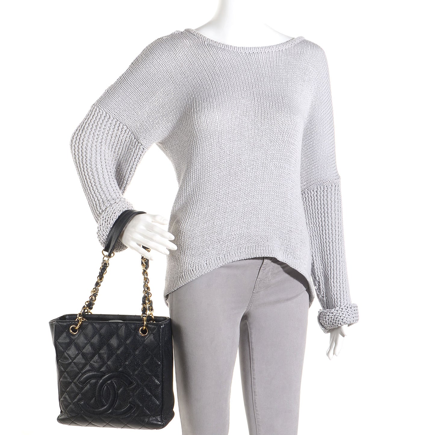 Caviar Petit Shopping Tote PST Black