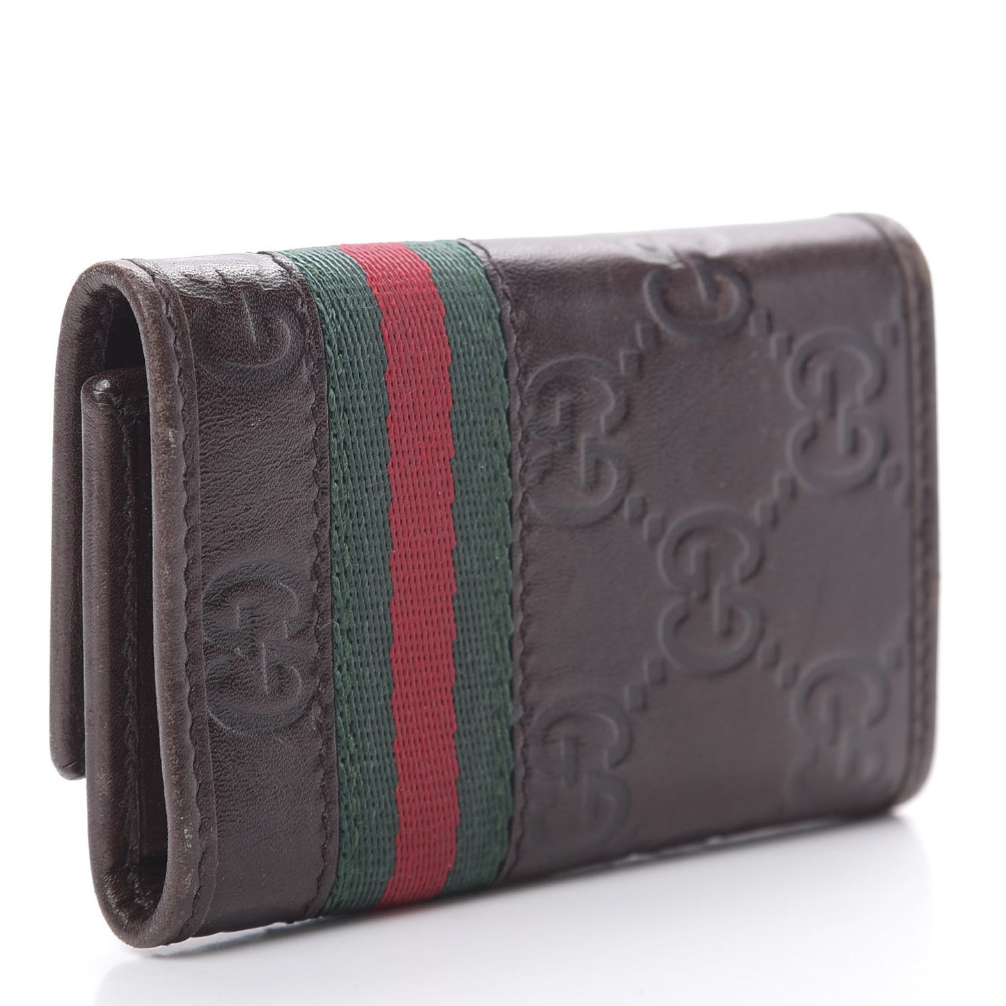Guccissima Web 6 Key Holder Case Brown