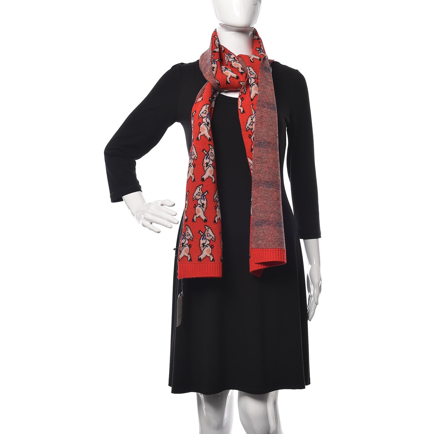Gucci Wool Happy Pig Scarf Flame Pink 2 of 5