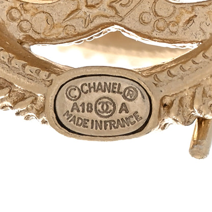 Chanel Pearl Crystal CC Round Earrings Gold 4 of 4