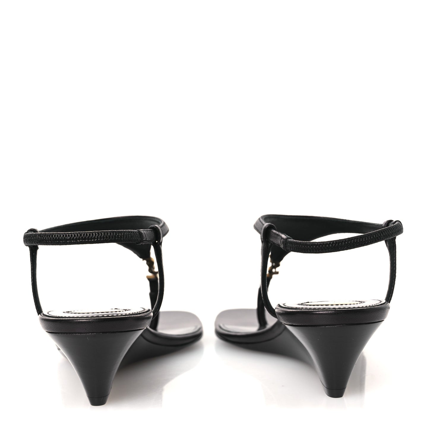 Nappa Cassandra Monogram Bridget 40 Wedge Sandals 36 Black
