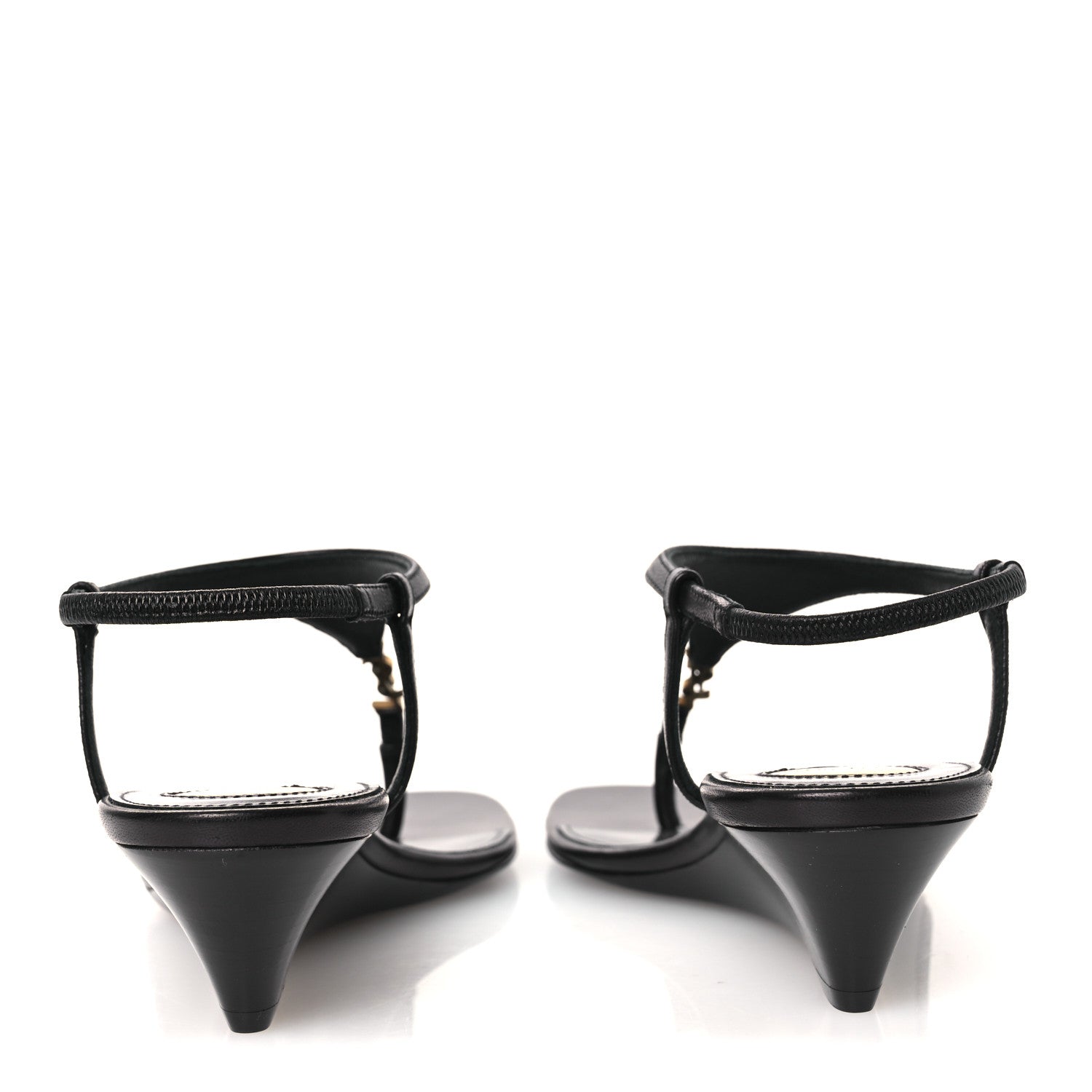 Saint Laurent Nappa Cassandra Monogram Bridget 40 Wedge Sandals 36 Black 6 of 10