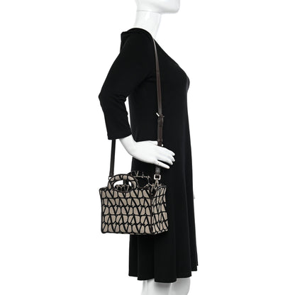Valentino Garavani Toile Iconographe Goatskin Mini Le Troisieme Shopping Bag Naturale Black Fondant 2 of 10