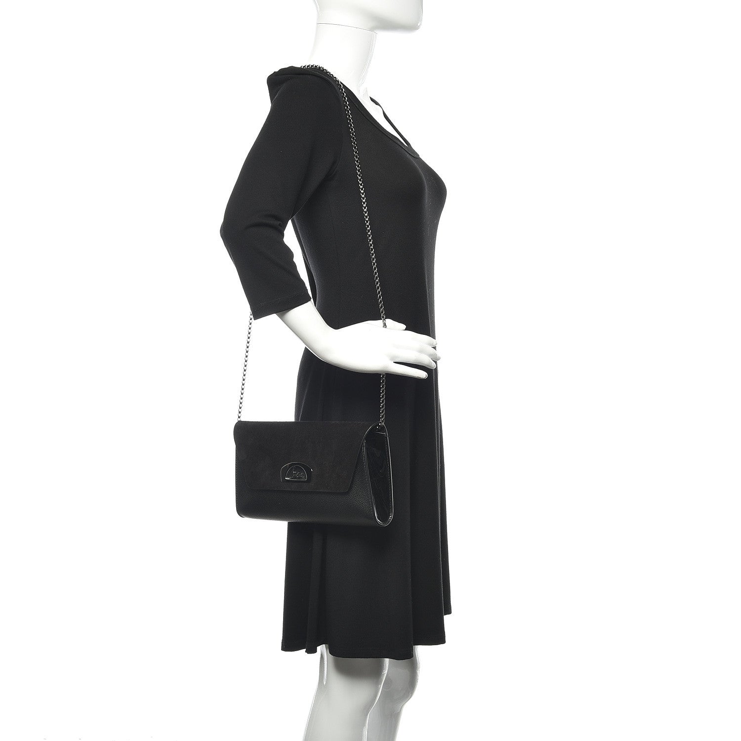 Christian Louboutin Veau Velours Calfskin Vero Dodat Clutch Black 2 of 12