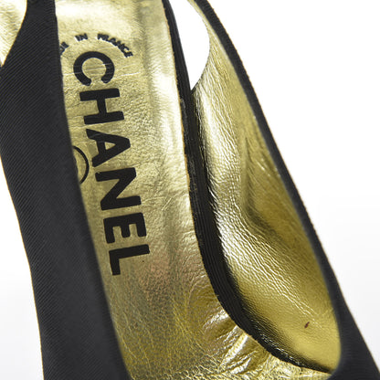 Chanel Grosgrain Cap Toe Slingback Pumps 36 Black 9 of 9