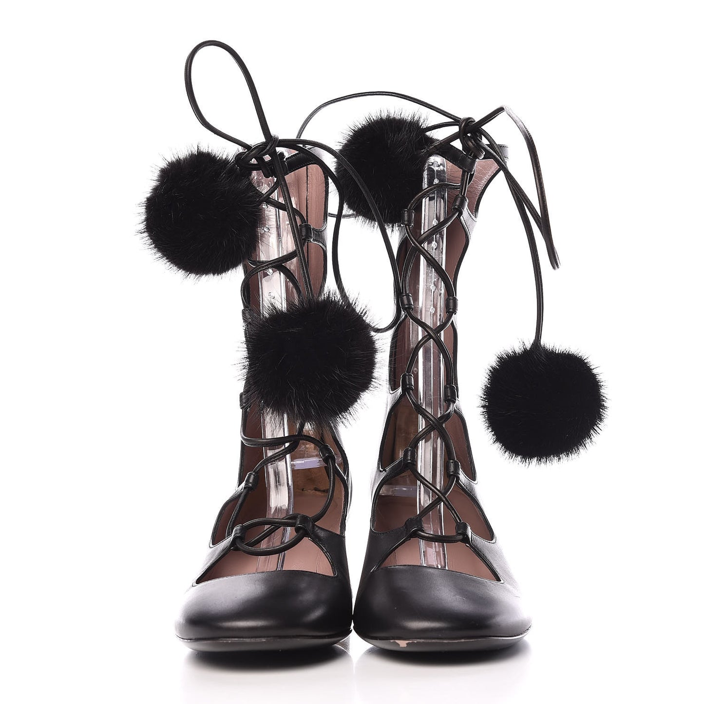 Calfskin Heloise Lace Up Ankle Boots 37.5 Black