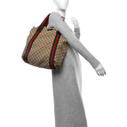 Gucci GG Monogram Medium Web Handle Vertical Tote Dark Brown 2 of 10