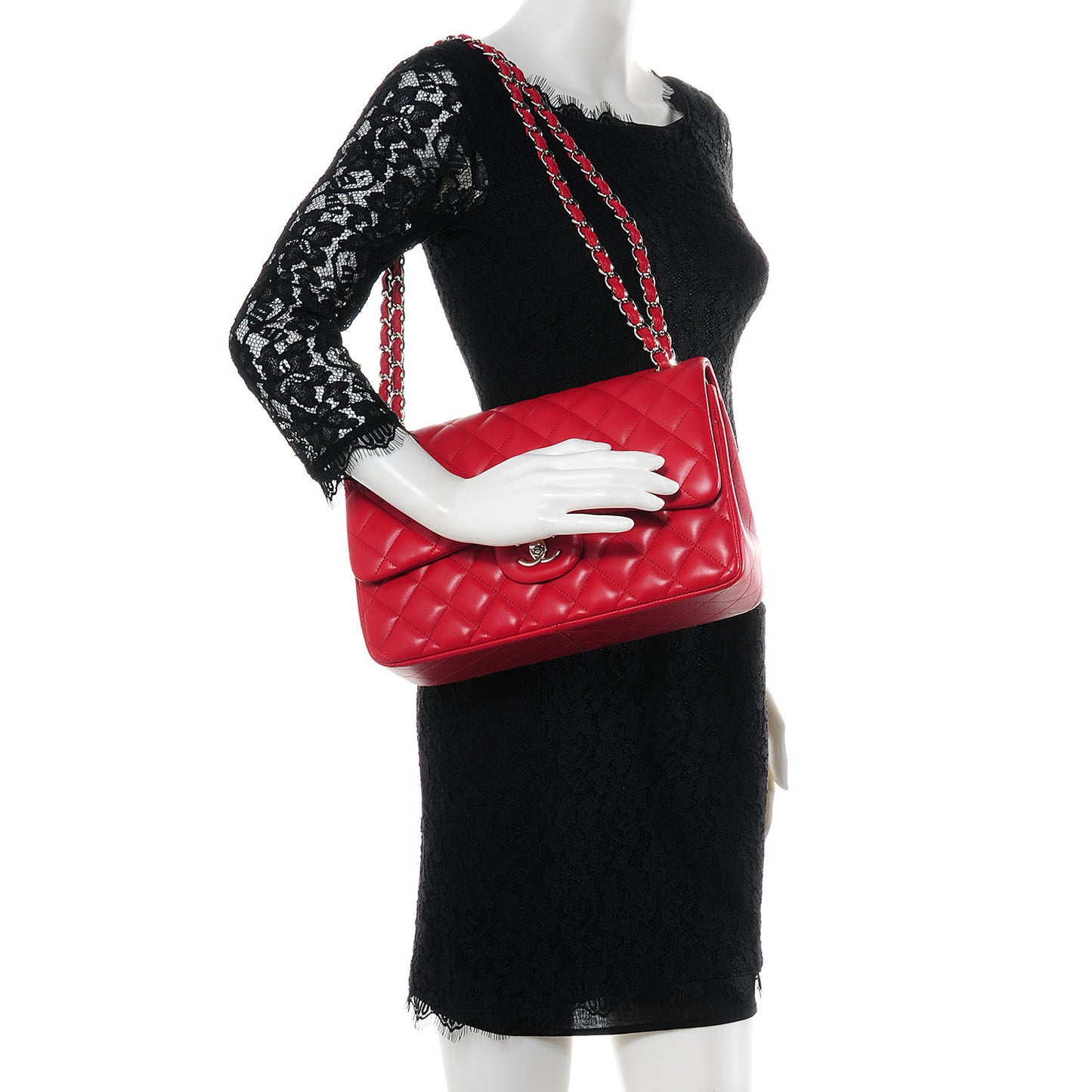 Lambskin Jumbo Double Flap Red