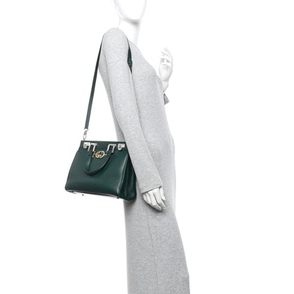 Gucci Grainy Calfskin Small Zumi Top Handle Bag Vintage Green 2 of 11