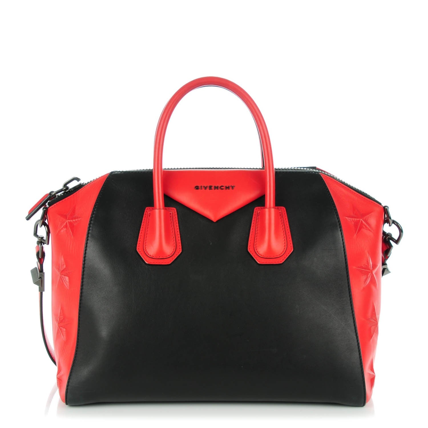 Givenchy Smooth Calfskin Star Embossed Medium Antigona Black Red 1 of 7