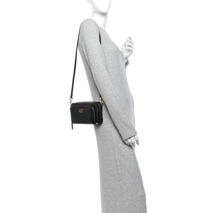 Christian Dior Grained Calfskin Caro Double Pouch Black 2 of 9