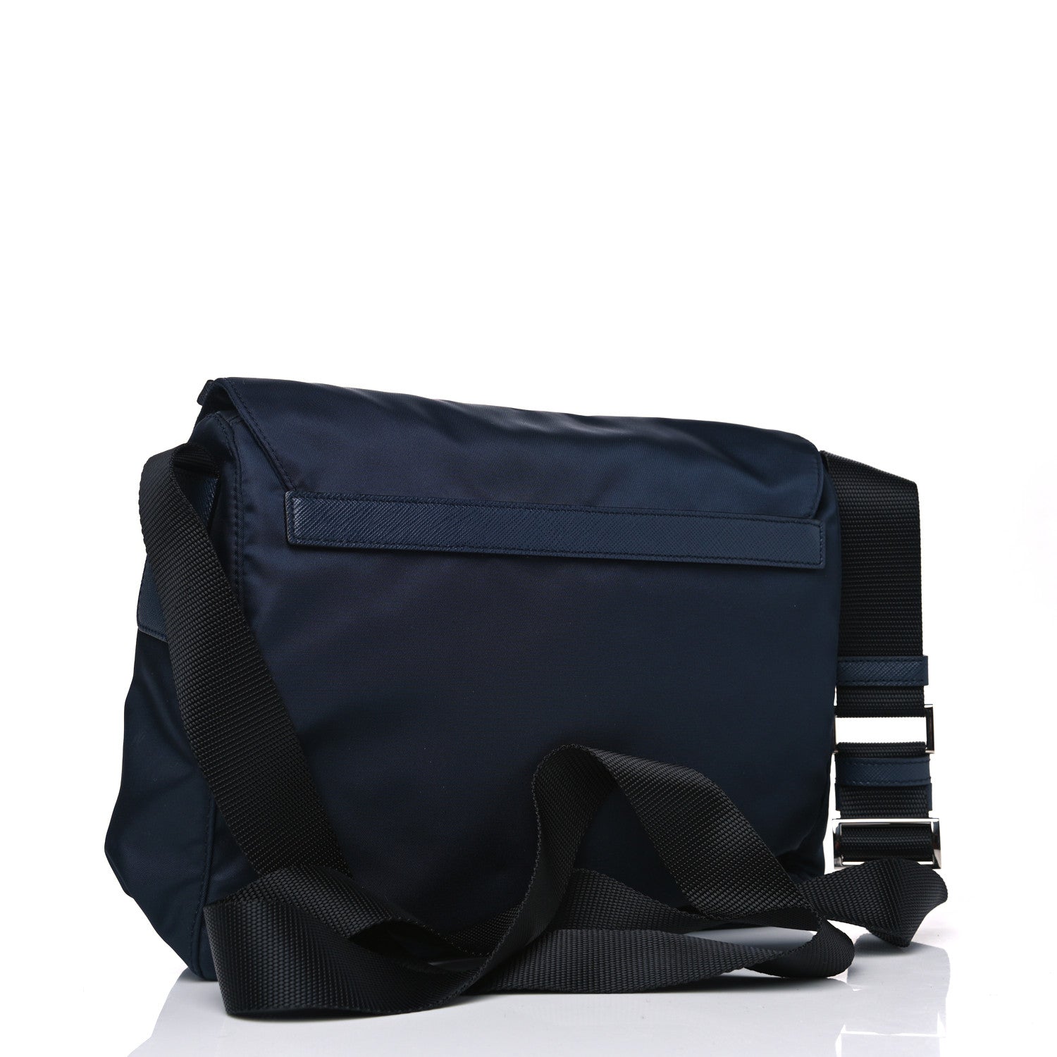 Prada Nylon Vela Saffiano Single Buckle Messenger Shoulder Bag Blue Black 2 of 4