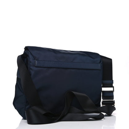 Prada Nylon Vela Saffiano Single Buckle Messenger Shoulder Bag Blue Black 2 of 4