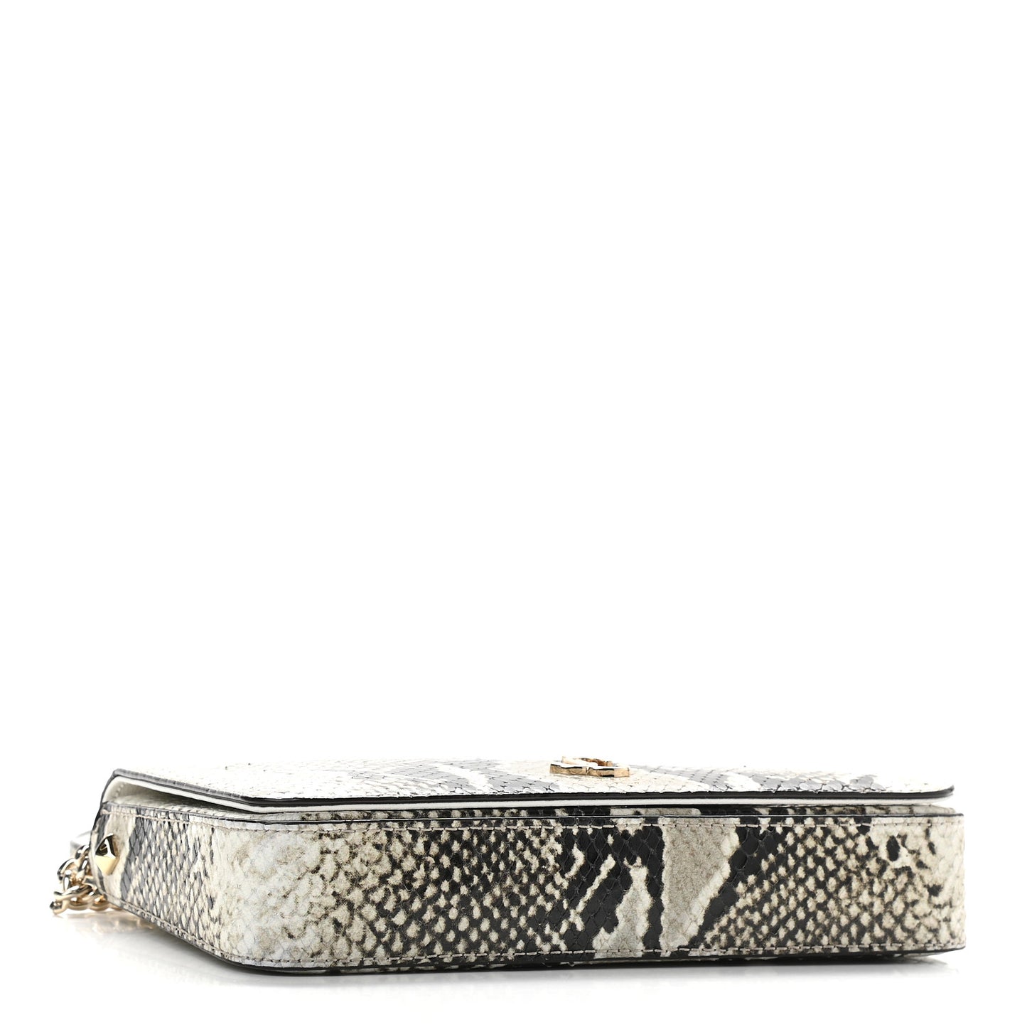 Elaphe Snakeskin Printed Wallet on Chain Light Stone
